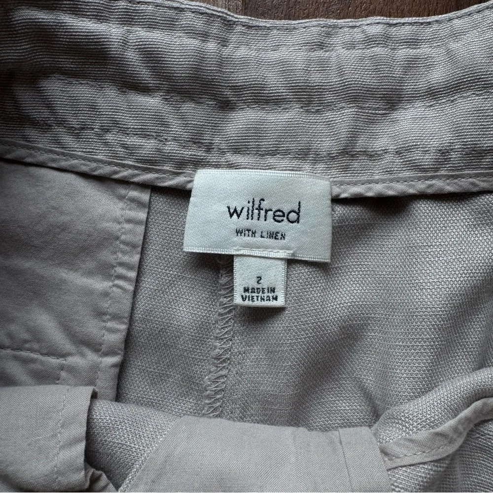 Wilfred Aritzia Linen Pants Sz: 2 Grey Drawstring Tapered Ankle Cropped Coastal - Picture 6 of 11